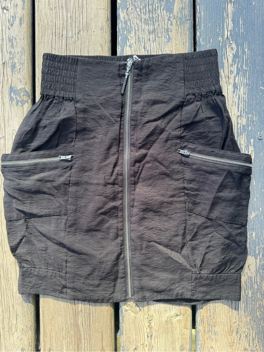 Guess Black Mini Skirt with Exposed Silver Zippers